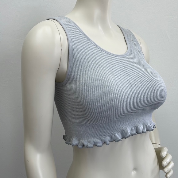 New Ruffle Edge Bralette in Heather Grey - Picture 3 of 12